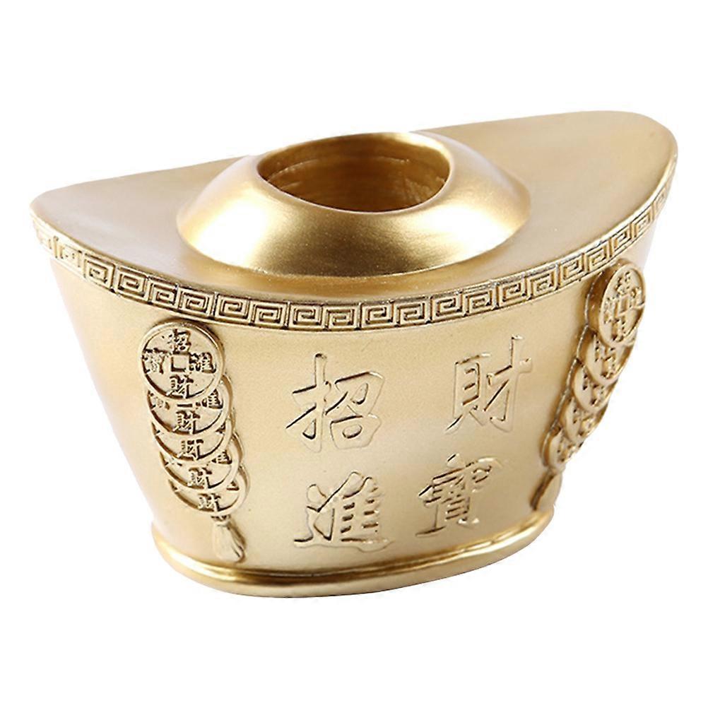 Decorative Toothpick Holders Ingot Shape Storage Container Golden Color For Kitchen Dining .13x2.55x2.36in 1Pcs