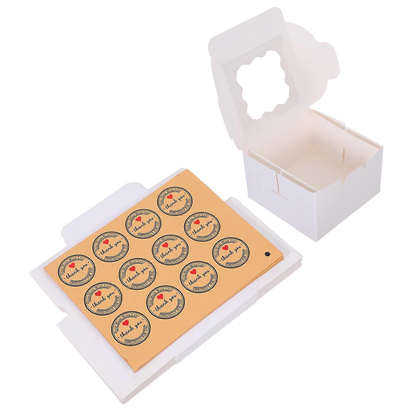 White Paper Cookie Boxes for Macaron with Window 40Pcs Set