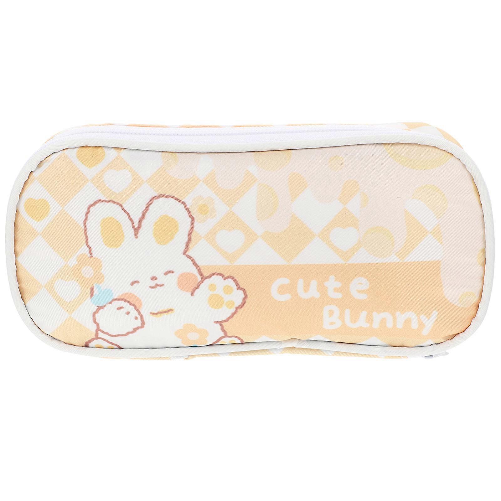 3Pcs Multi-Use Pen Bag Large Stationery Bag For Students And Kids Yellow Portable Zipper Closure Storage