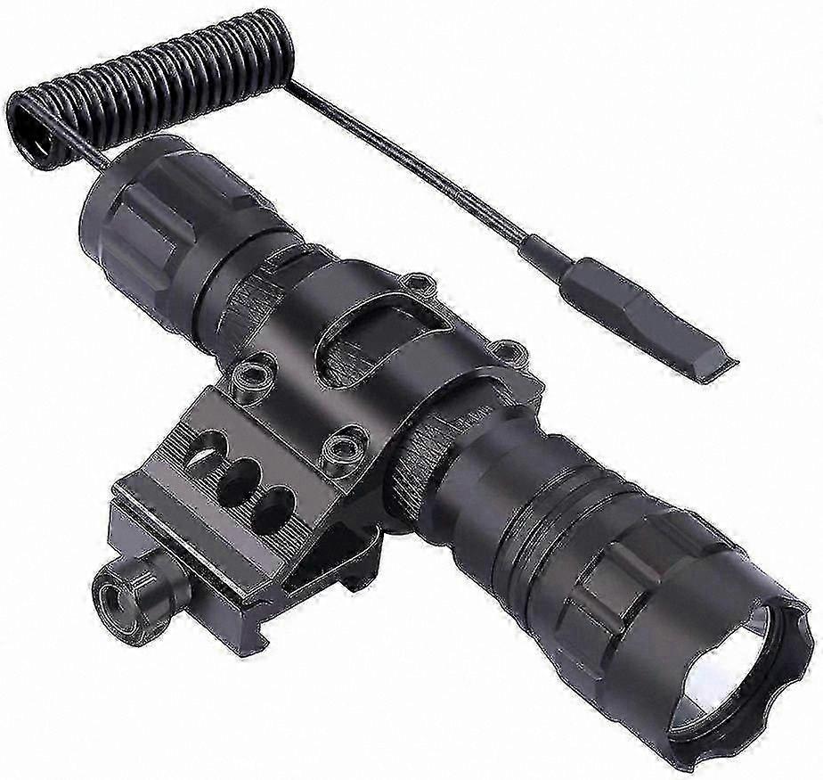 Tactical LED Flashlight with Push Button, Single Mode, 45mm Rail Mount, Side Offset Ring