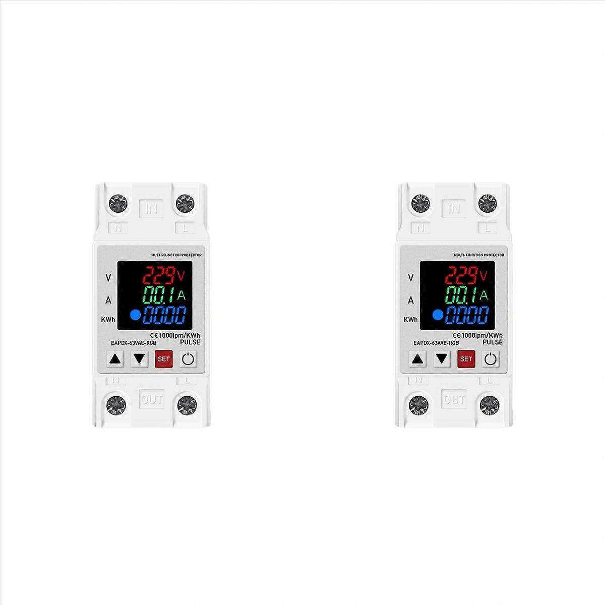 2X Din Rail Dual Display Adjustable over Voltage Current and Under Voltage Protective Device