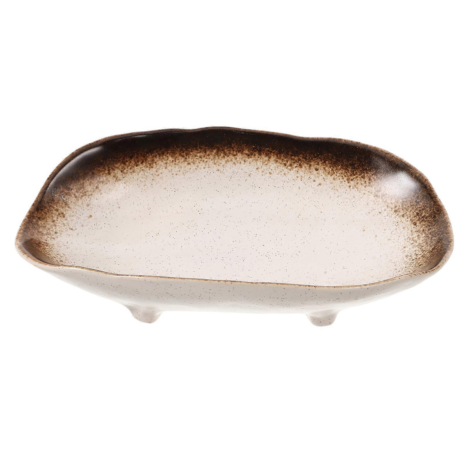 Japanese Style Ceramic Plate Food Platter for Storing 3Pcs with Foot