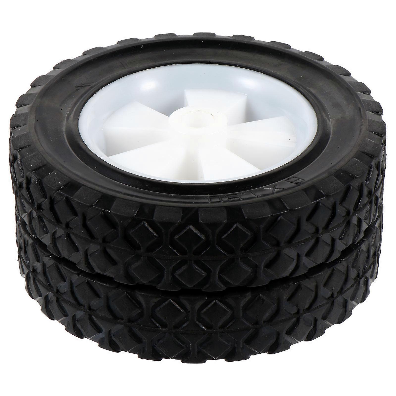 Lawn Mower Wheels Solid No Inflation Replacement 4Pcs Black Rubber Parts