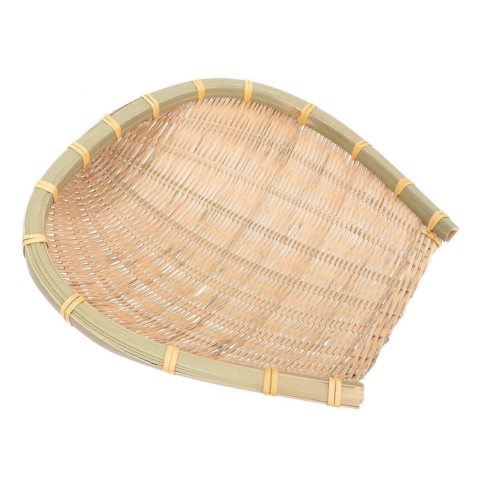 Kitchen Bamboo Woven Tray Bread Tray Serving Basket Vegetable Draining Basket