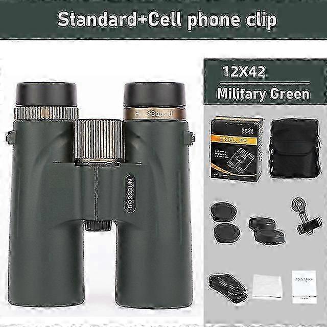 Binóculos HD 12x42 com Prisma Bak4 & IPX7 à prova d'água para caça