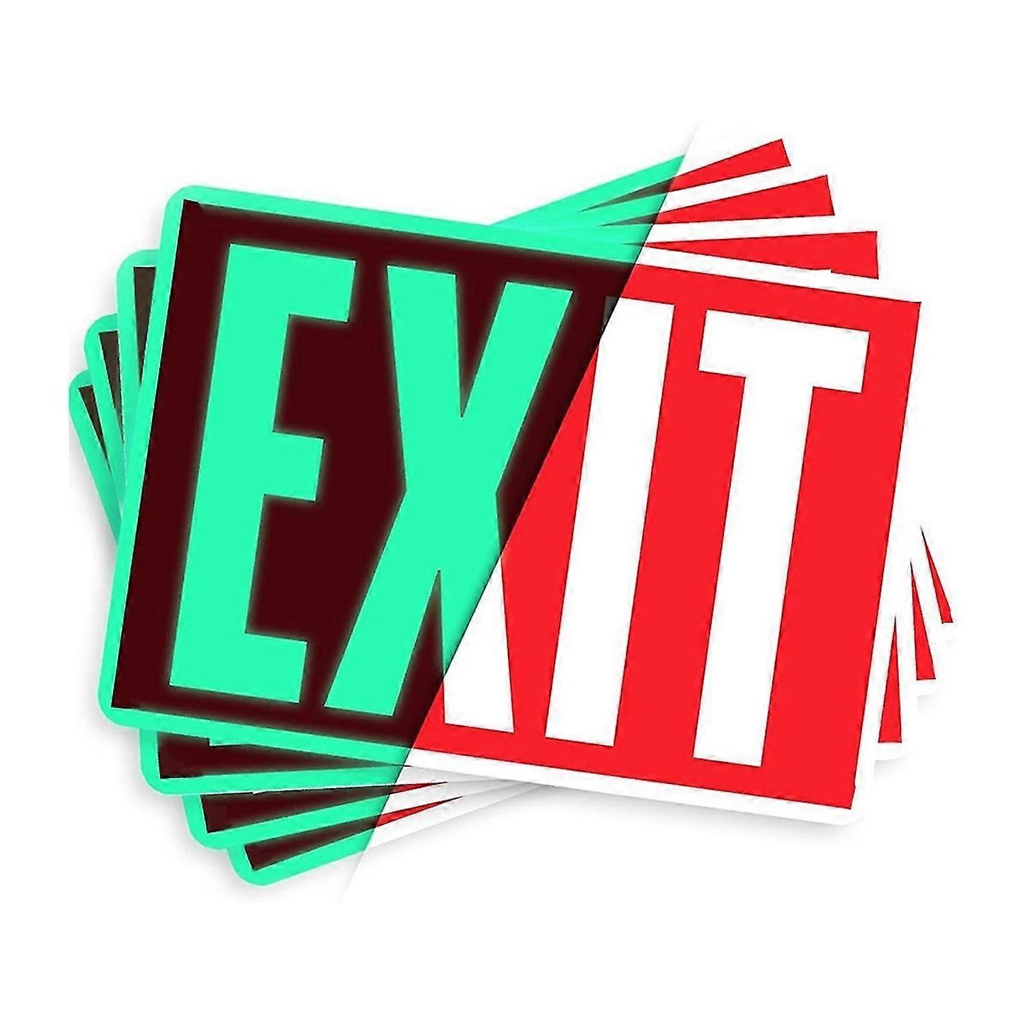 Exit Sign Stickers -Glow in the Dark - 4 Pcs, 12 Inch By 7 Inch - Illuminated Emergency Exit Signs f