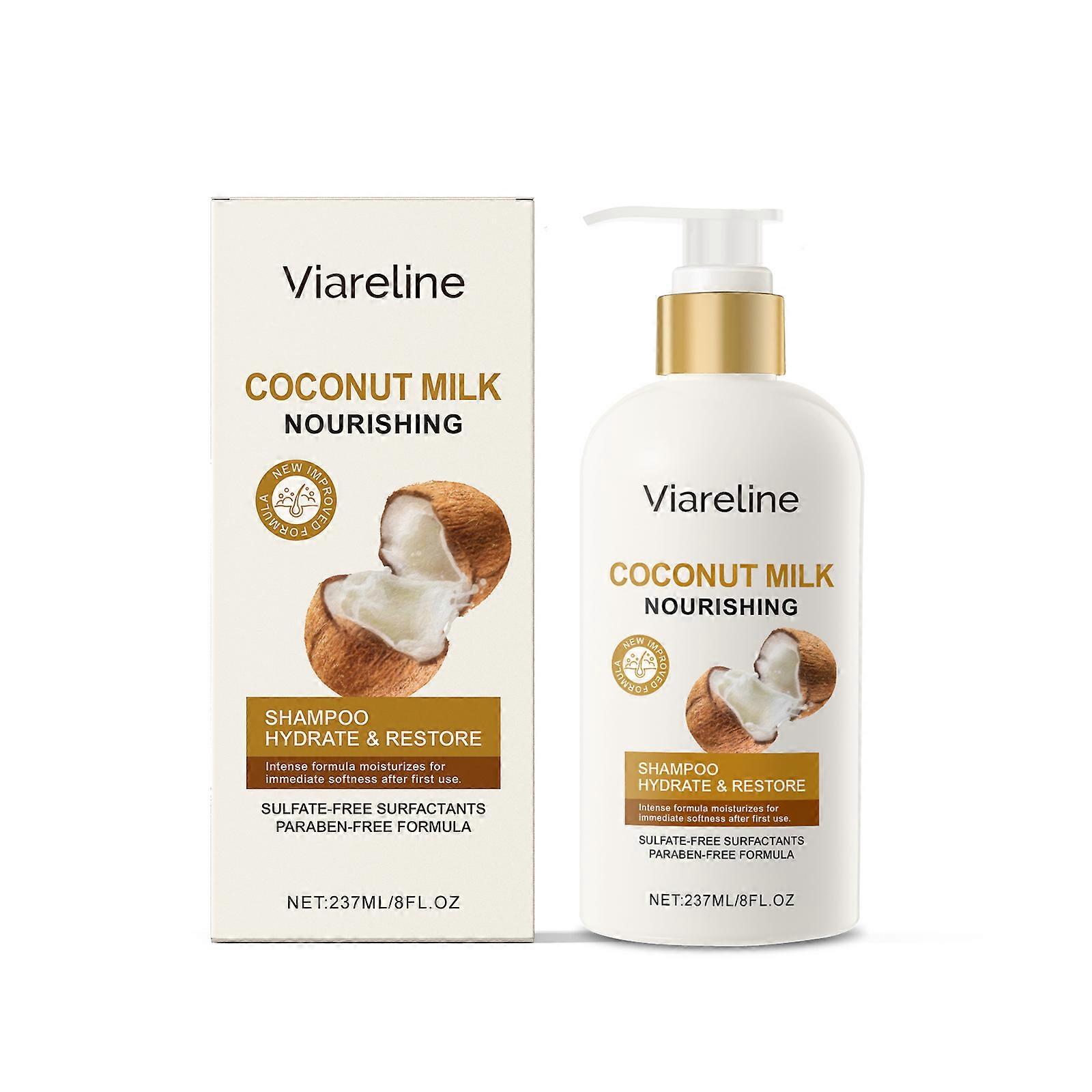 Viareline Coconut Milk Shampoo, Gently Cleanses Scalp Moisturizing Hydrating Smooth And Light Shampoo