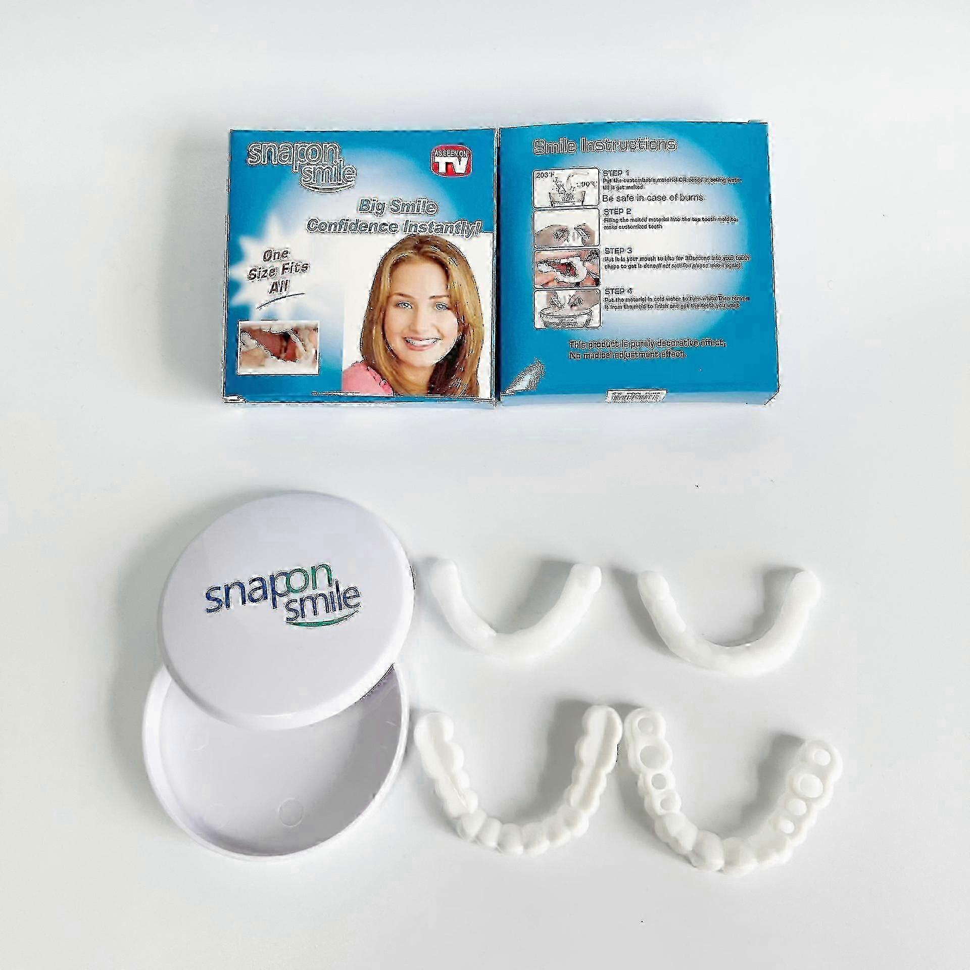 Snap-On Smile fogpótlás készlet - 4 db-os kozmetikai fogsor, fogvédő Lucky B márkához - Whiten Smile
