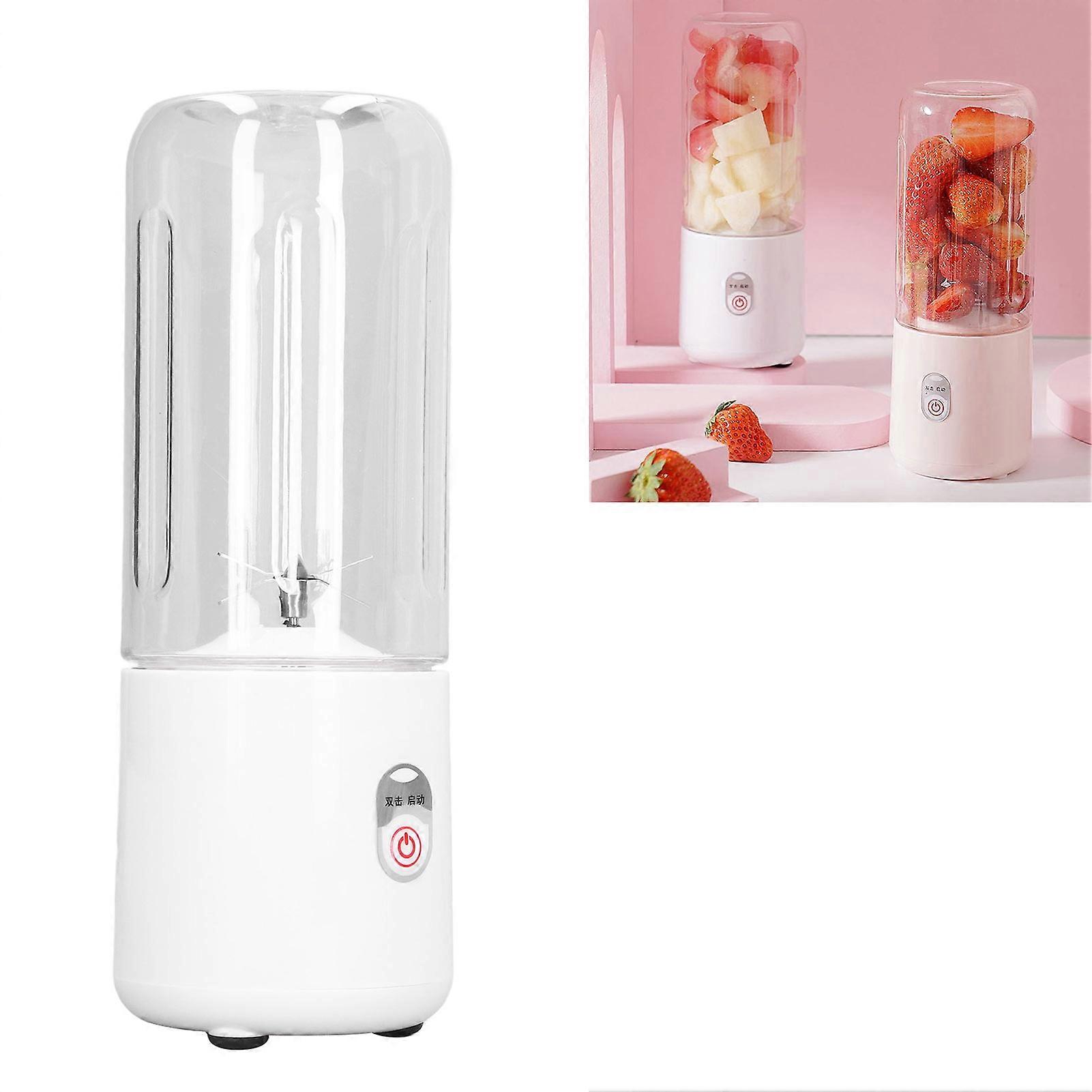 Portable Blender 6 Blades USB Rechargeable Multifunction Mini Fruit Mixer Juicer Cup for Home Student 500ml White 