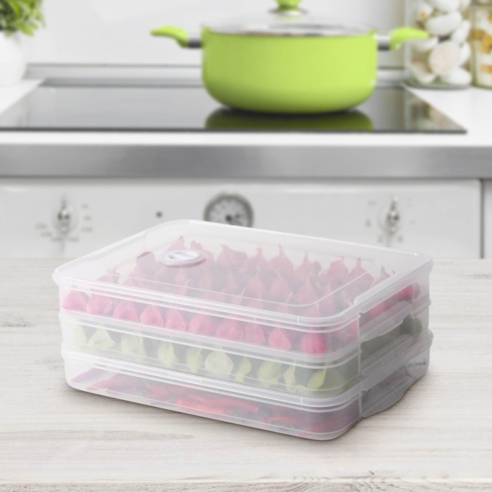 Herrnalise 3-layer Food Storage Container, Transparent Food Preservation Box for Kitchen and Refrigerator, Dumpling Box, Well Sealed
