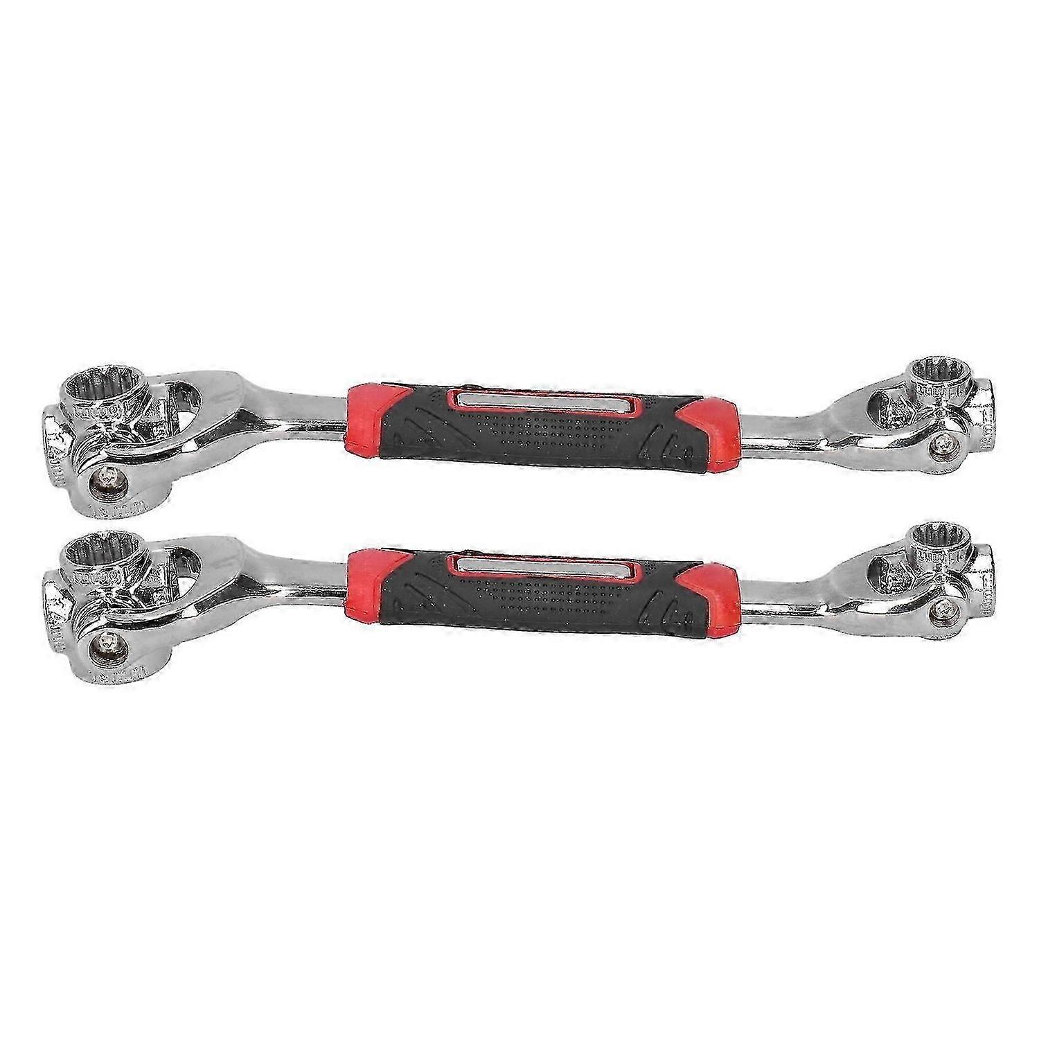 2Pcs 8 In 1 Socket Wrench Carbon Steel Multifunctional 360 Rotatable Hand Tools