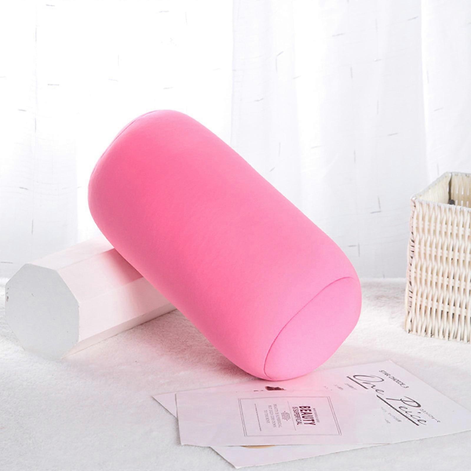 XIUH Pillow Case Cylinder Memory Foam Pillow Roll Cervical Bolster Round Nap Neck Pillow Cushion Pink