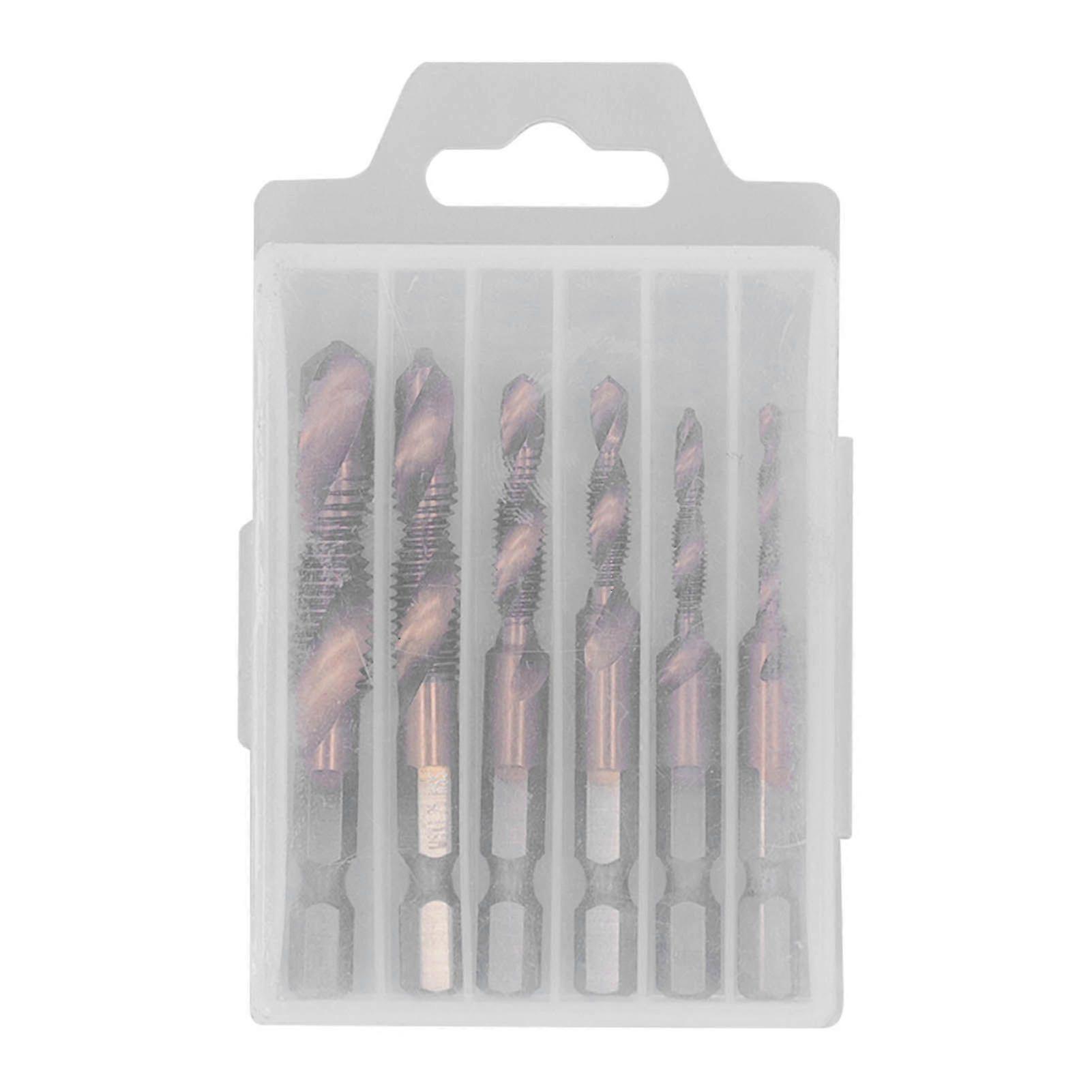 6Pcs Tap Drill Bit Ti Plated M3 M4 M5 M6 M8 M10 Hex Shank Tapping Drilling Tool for Steel