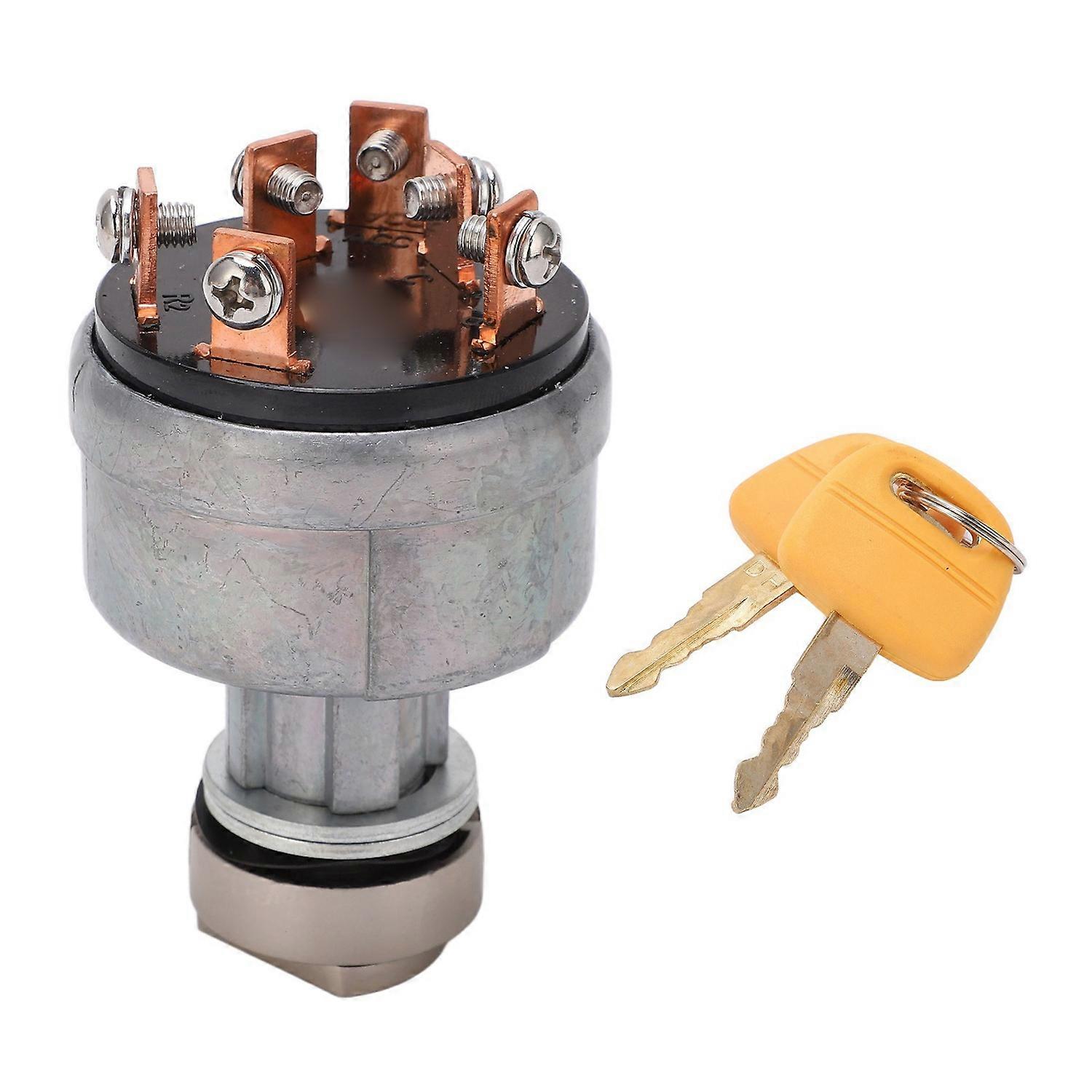 6 Pin Ignition Switch with 2 Keys Excavator Ignition Starter Switch Replacement for Daewoo DH200