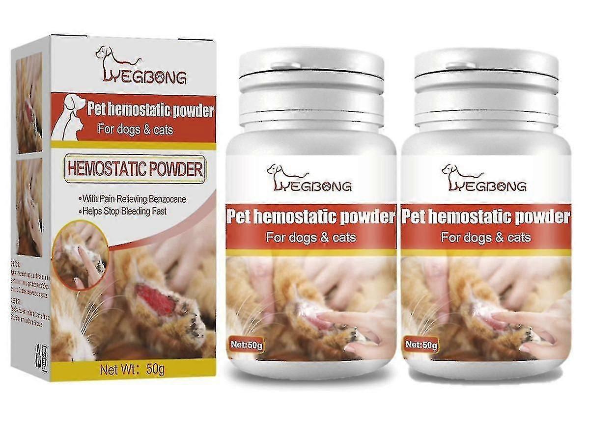 2pcs אבקה המוסטטית לחיות מחמד הקלה אבקת ריפוי טראומה לחיות מחמד אבקה המוסטטית לניקוי פצעים בעור חתול וכלב