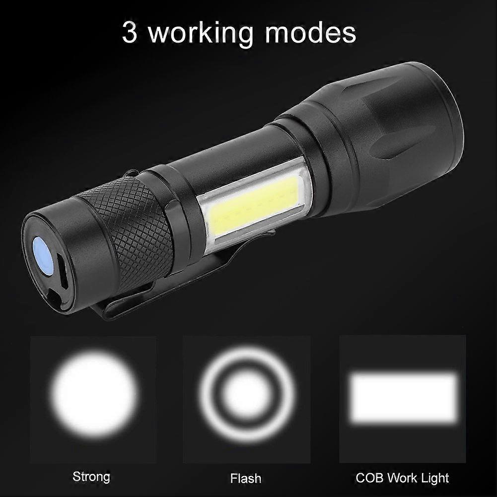 Portable Lightweight USB Rechargeable LED Flashlight COB Lamp Torch FlashSH