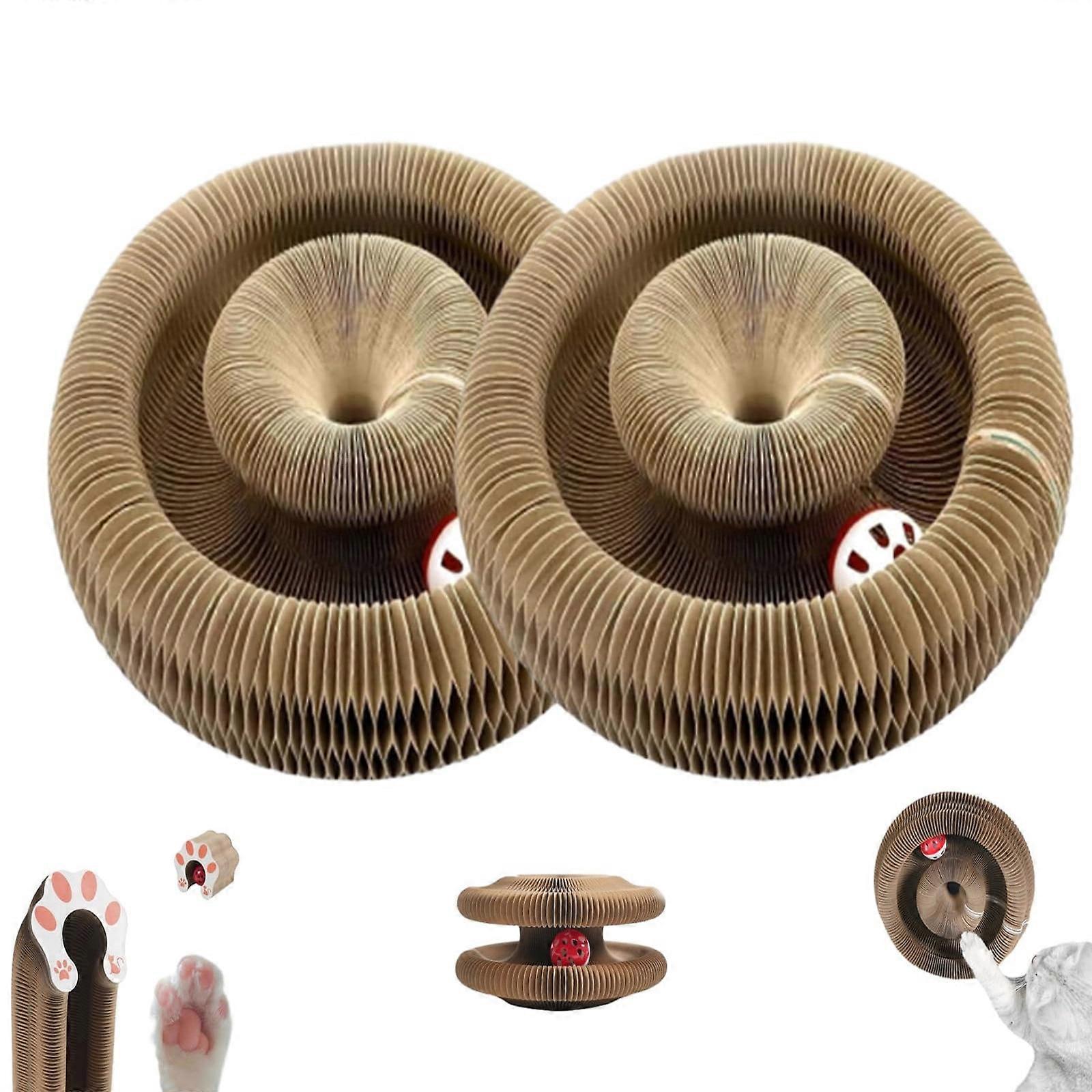 Cat Scratch Pad with Interactive Ball, Compatible with Cats - Accordion Scratcher Toy, Durable Animals Scratch Board