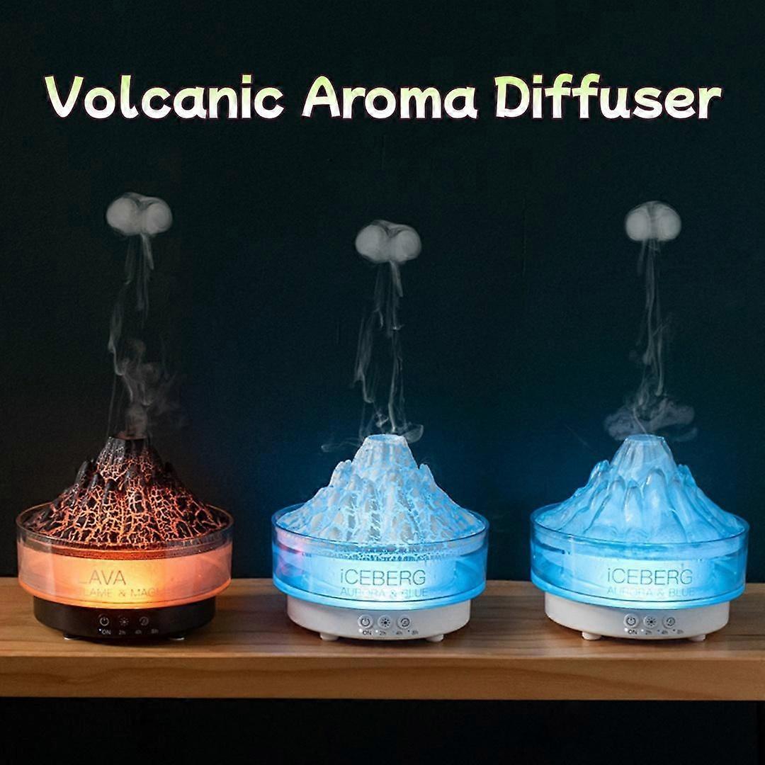 Volcano Lava Air Humidifier Aromatherapy Essential Oils Diffuser With Colorful Lights,Timer & Remote Control,Jellyfish Mist  Flame Magma Crack Iceberg
