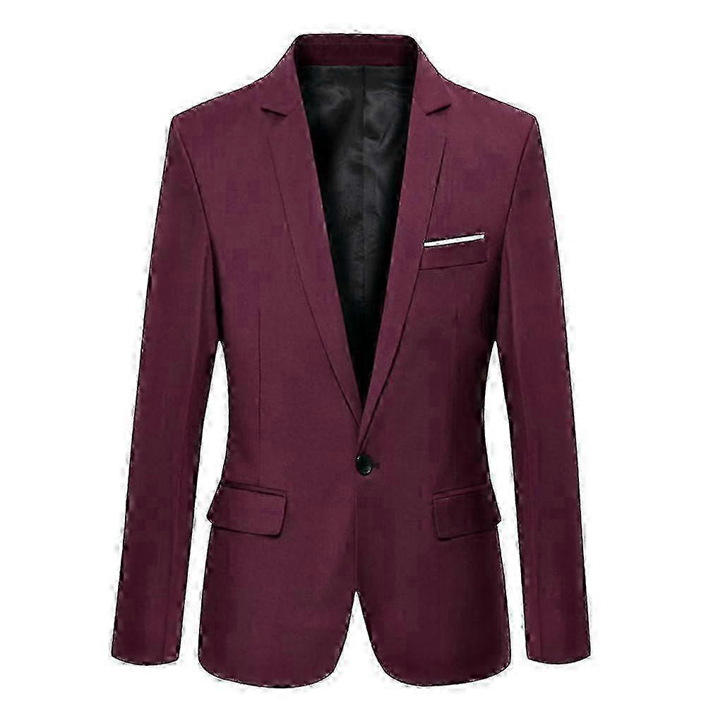 Men's Slim Fit Casual Formal One Button Blazer Jacket Plus Size