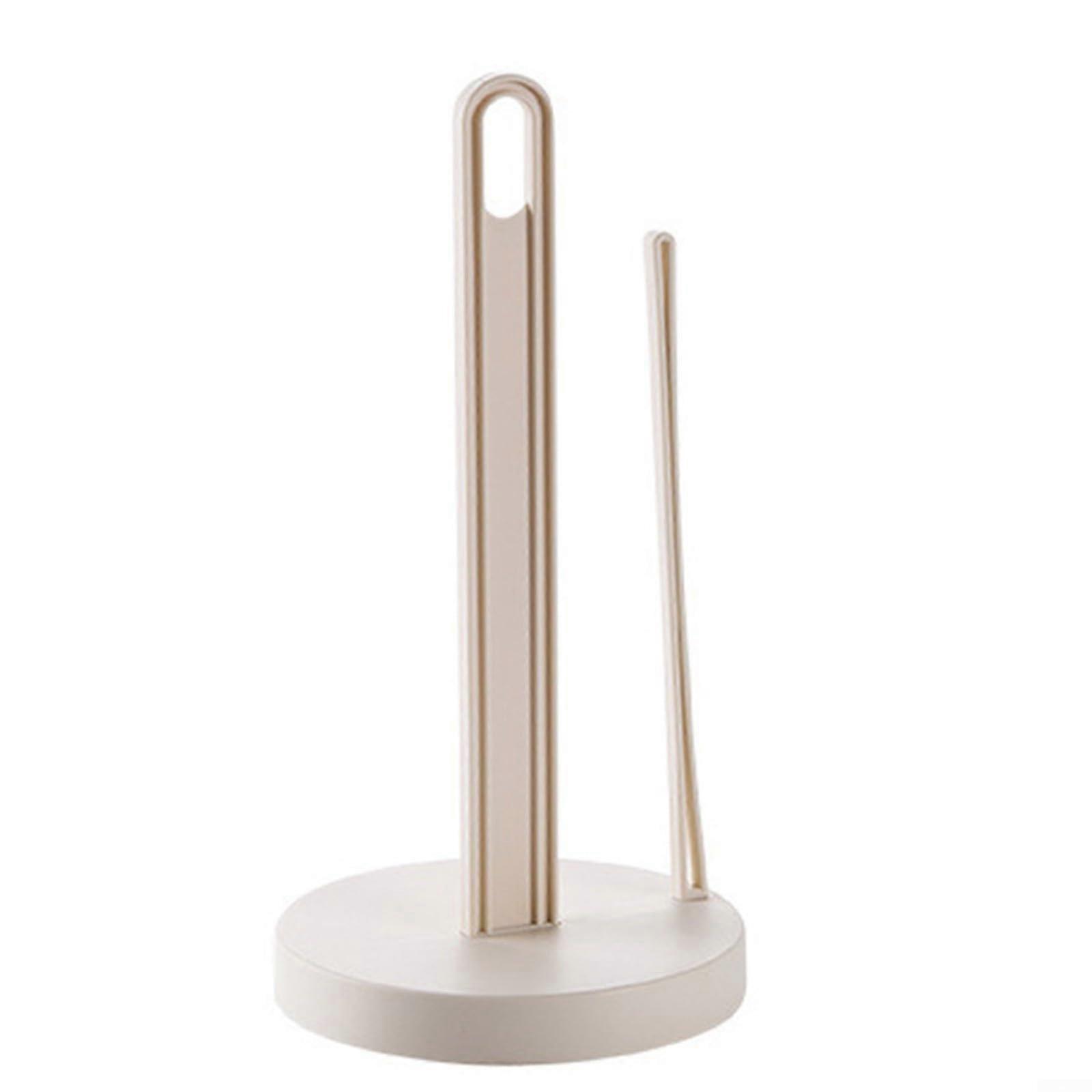 Paper Towel Holder with Suction Base and Widened Handle for Kitchen Countertop, 33cm Tall ABS Stand (Beige)