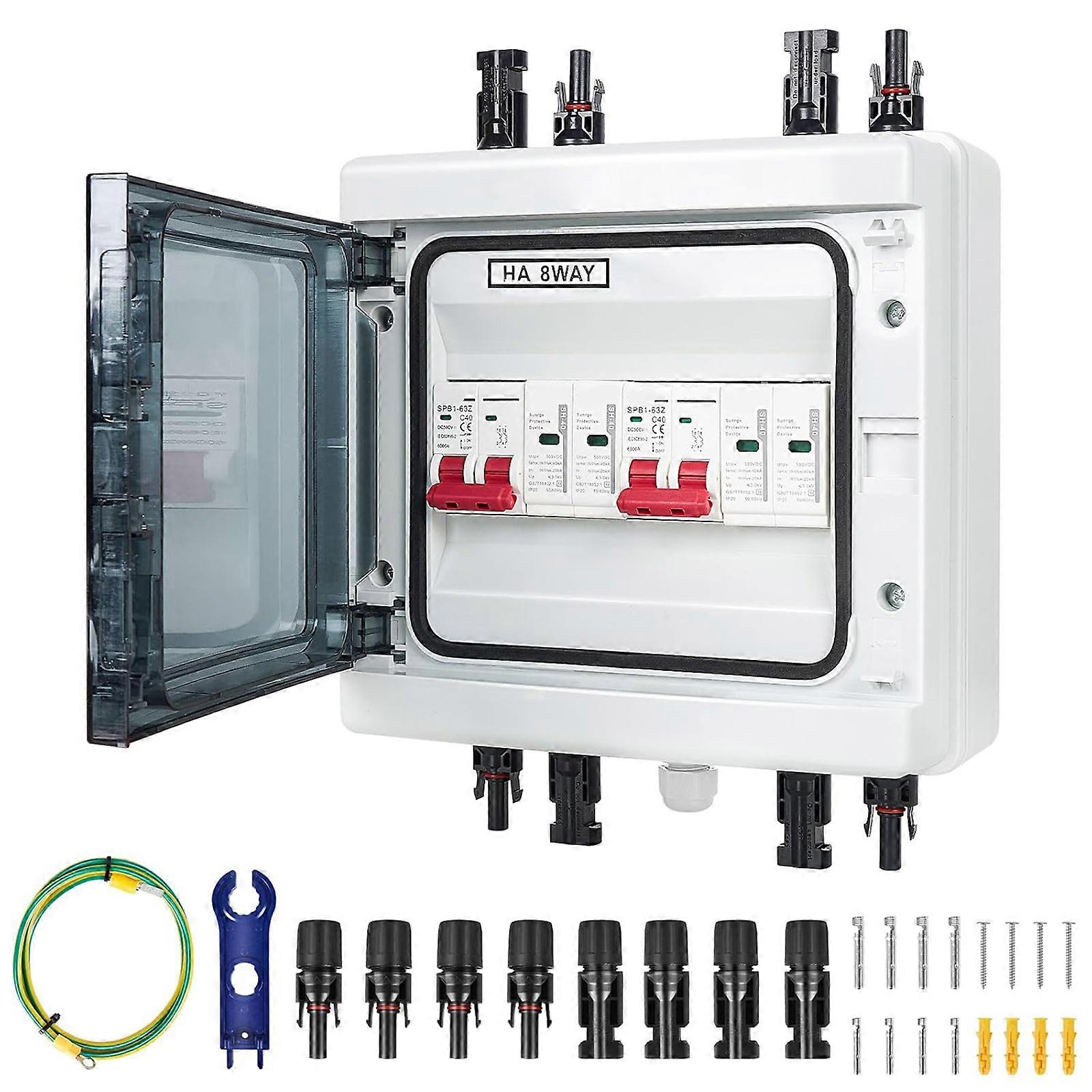 Solar photovoltaic Combiner Box 500V/1000V Waterproof Enclosure With Circuits breaker For Photovoltaic System Install Multicolor