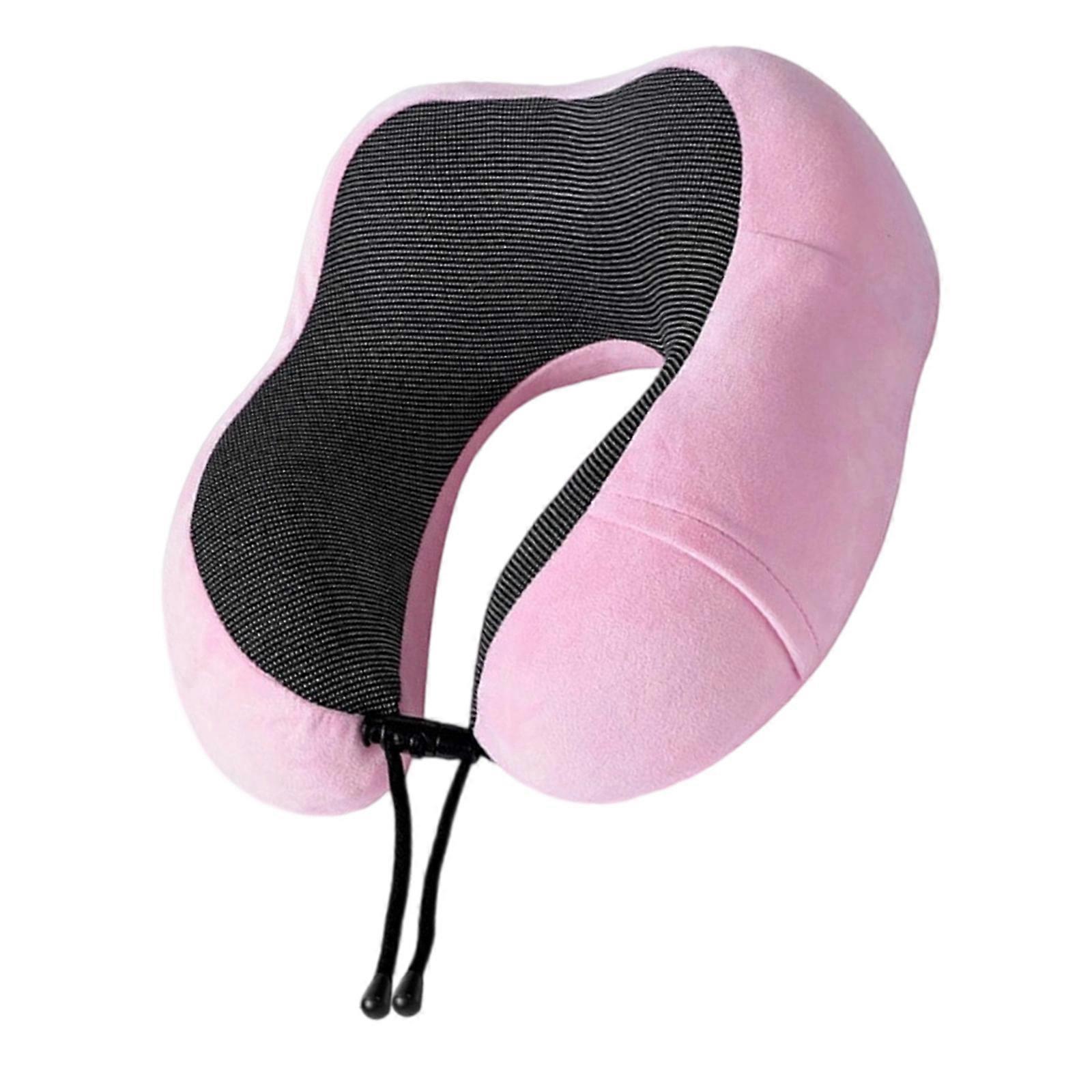 Neck Support Pillow Memory Foam Pillow Ergonomically For Comfort For Office Workers And Frequent Traveler  Pink