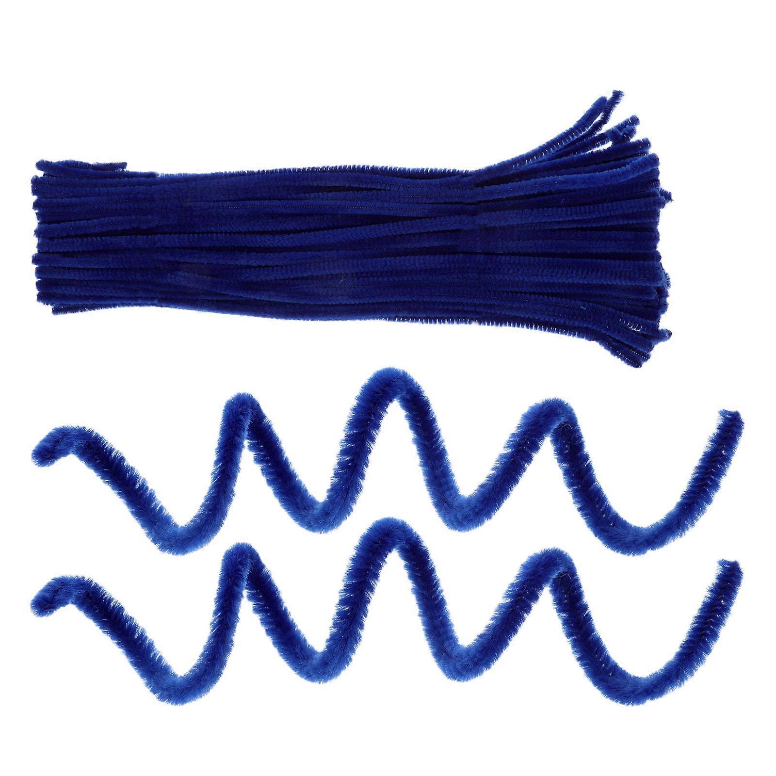 Blue Plush Chenille Crafts Sticks for DIY Making 200Pcs Bendable Bars