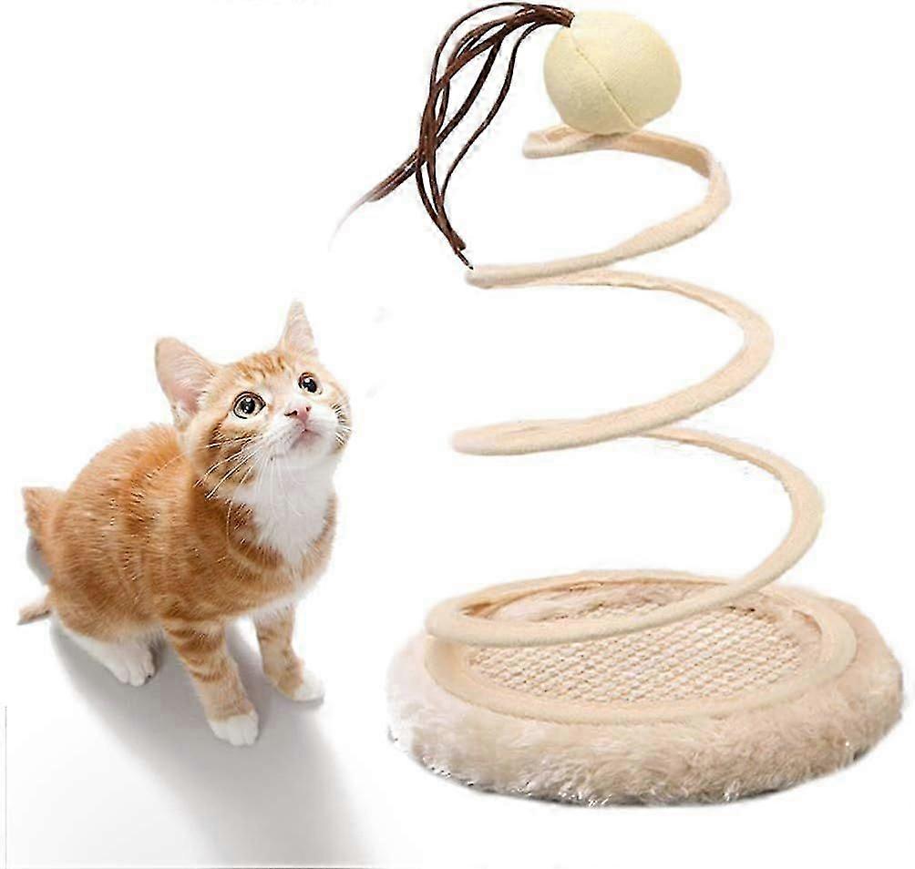 Interactive Cat Toy, Exercise Plush Mouse/Fish/Ball with Spiral Spring, Indoor Portable Toy for All Breed Sizes