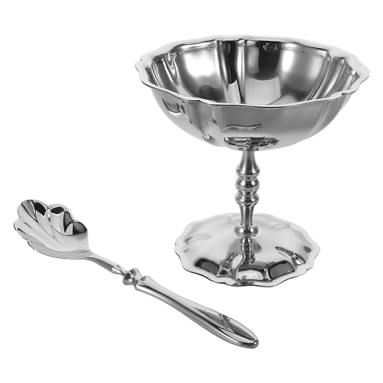 Stainless Steel Dessert Cups with Footed Base, Stackable Ice Cream Bowls for Home and Restaurant