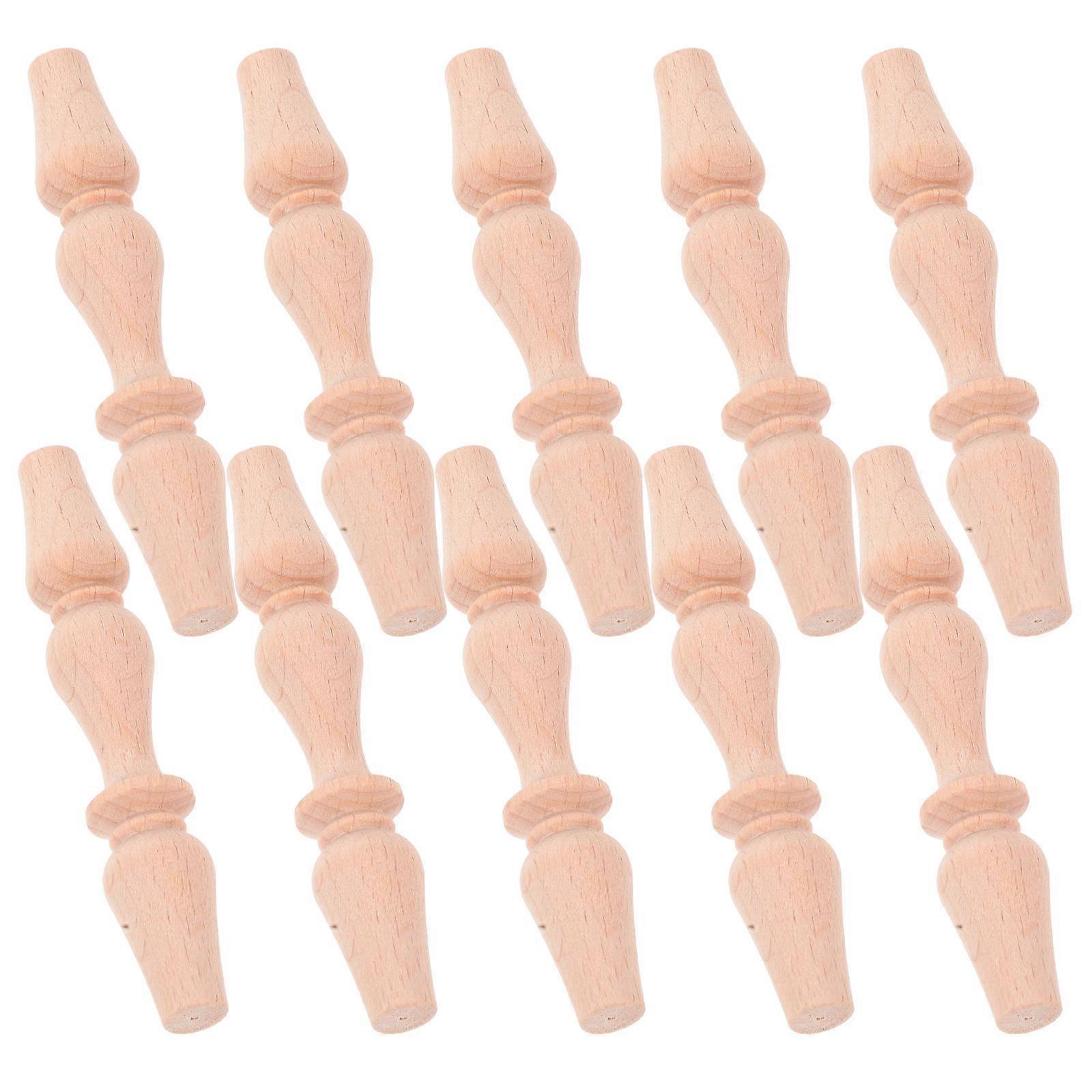 Khaki Solid Wood Stair Balusters for Indoor Use 10Pcs Decorative Pillars