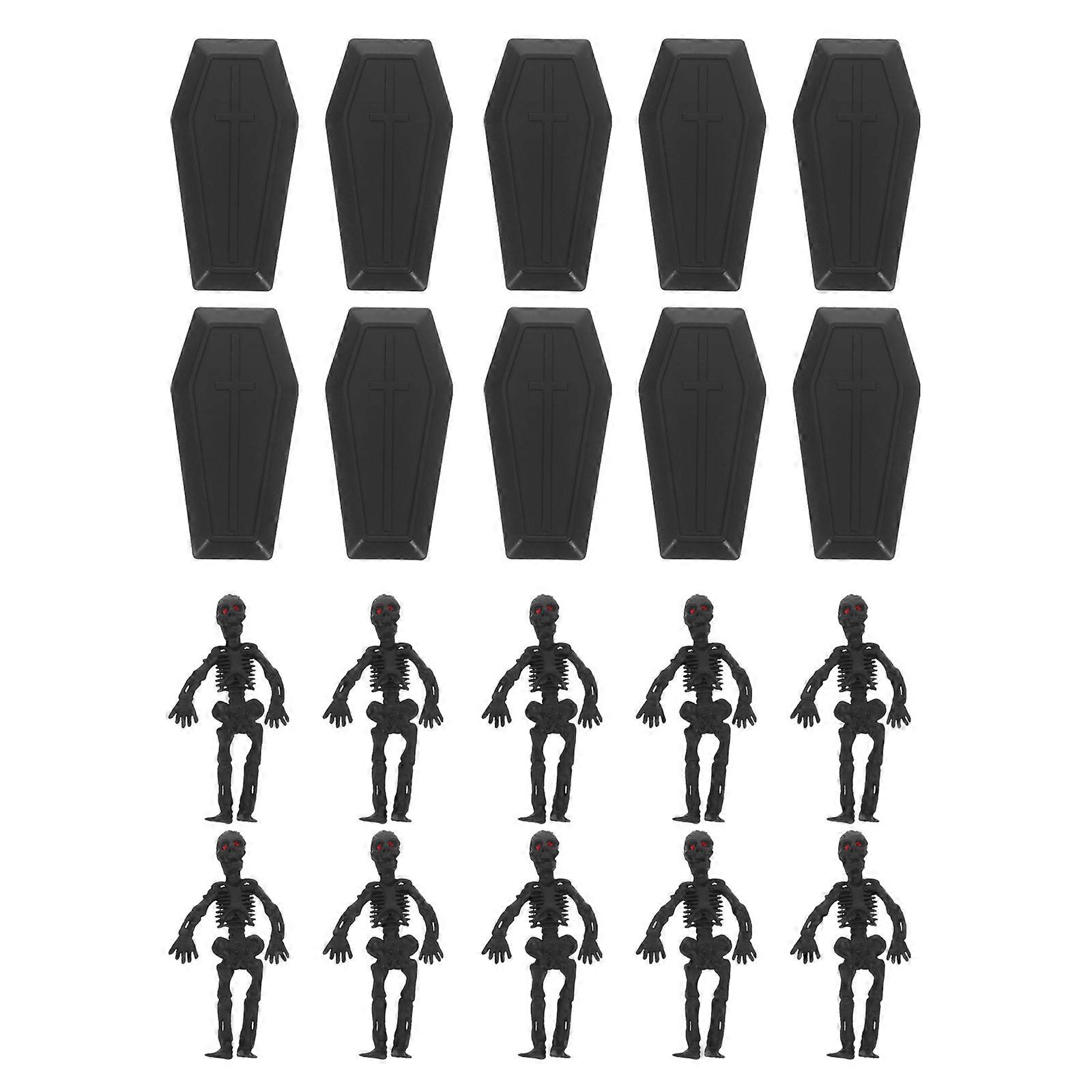 Plastic Mini Coffin Boxes for Decoration 10Sets Halloween Prank Props