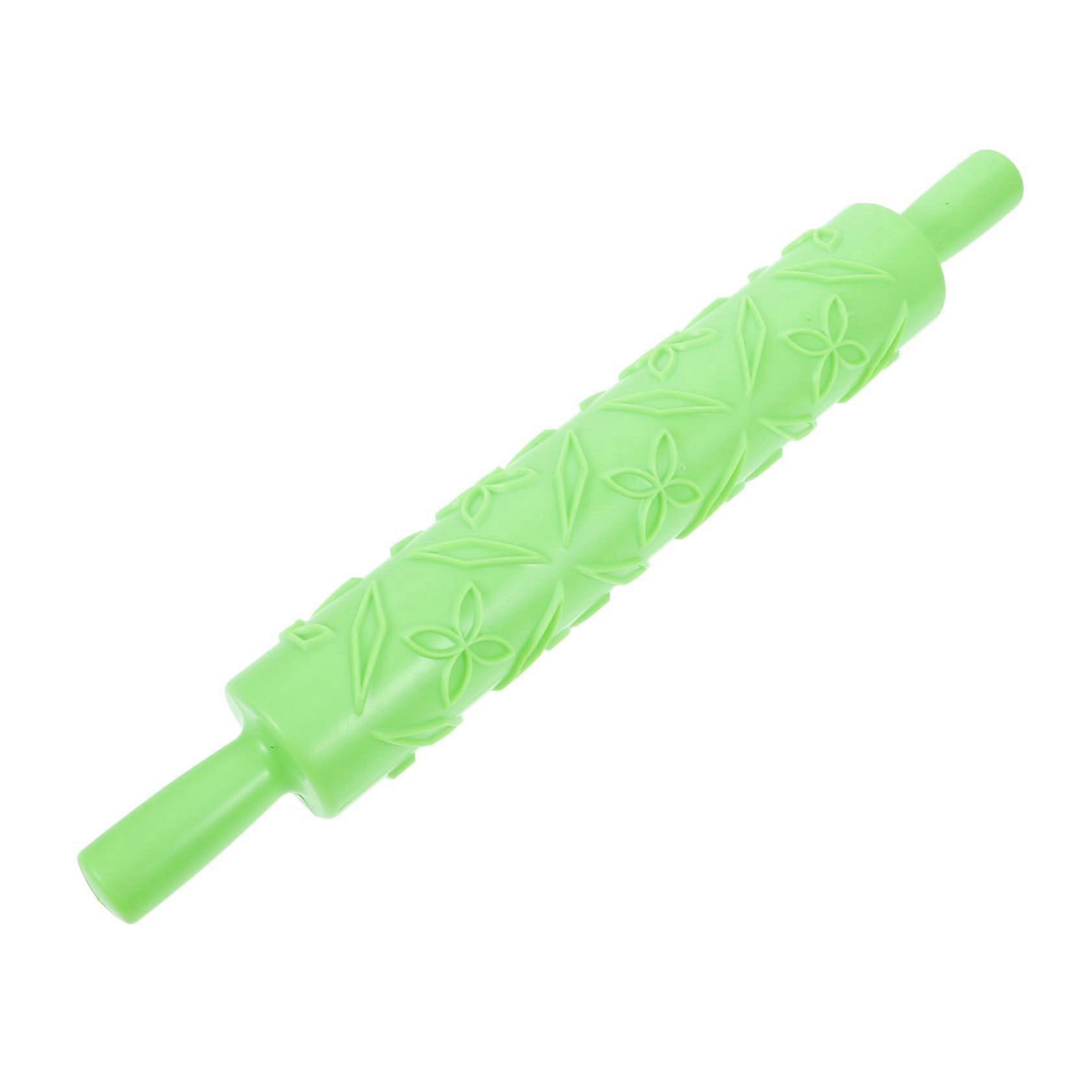 Embossed Fondant Rolling Pin Food Grade Plastic for Pastry Cake Decorating Green Patterned Roller