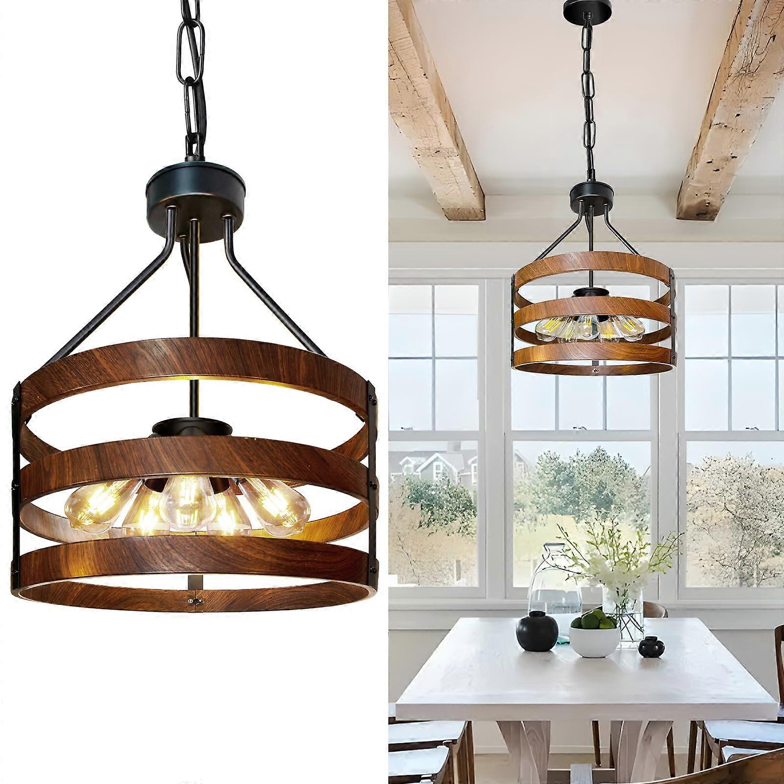 Large Farmhouse Chandelier with Adjustable Height, Rustic 5Light Fixture for Dining Room Kitchen Island