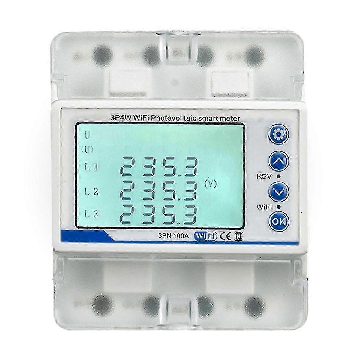 3 Phase 380V 100A Tuya WiFi Smart Bi-Directional KWh Meter over Under Voltage Protector Relay Switch_ szrh21