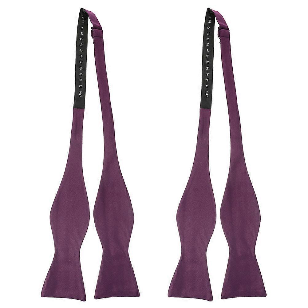 Elegant Purple Bow Tie for Men Solid Tie 2Pcs Formal Event