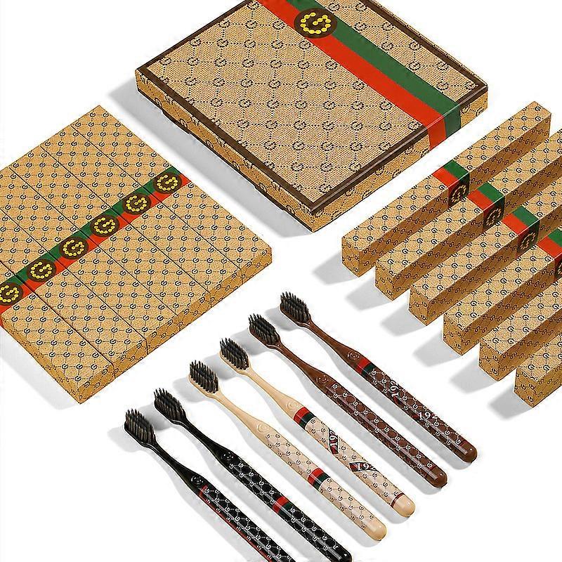 6-piece box of high-quality, lightweight, soft-bristled toothbrushes with a luxurious design for home use, couples, and adults a