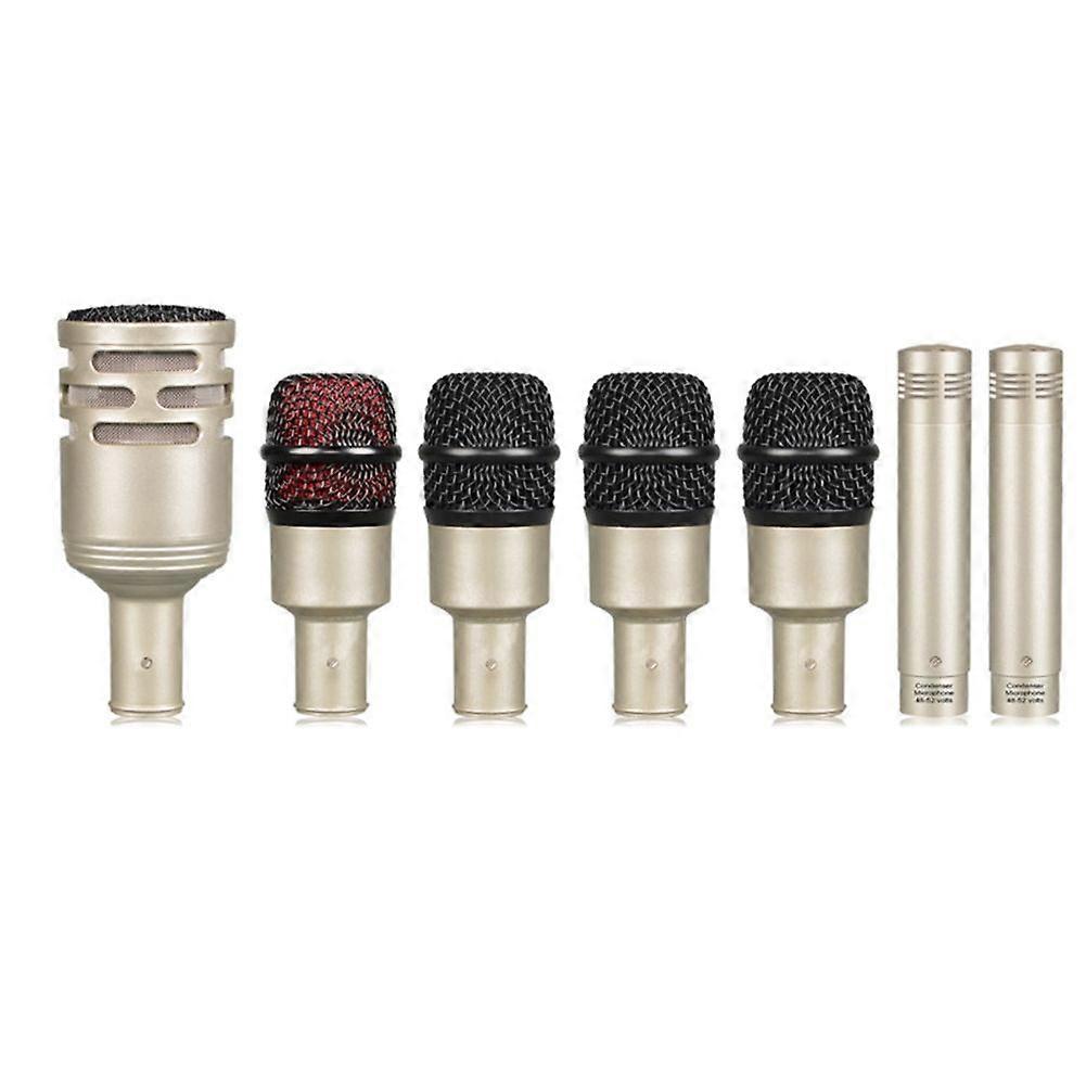 DP7A-XLR 7-Piece Wired Dynamic Drum Microphone Kick Reception Instrument Snare Cymbals Mic Set Instrument Mics B