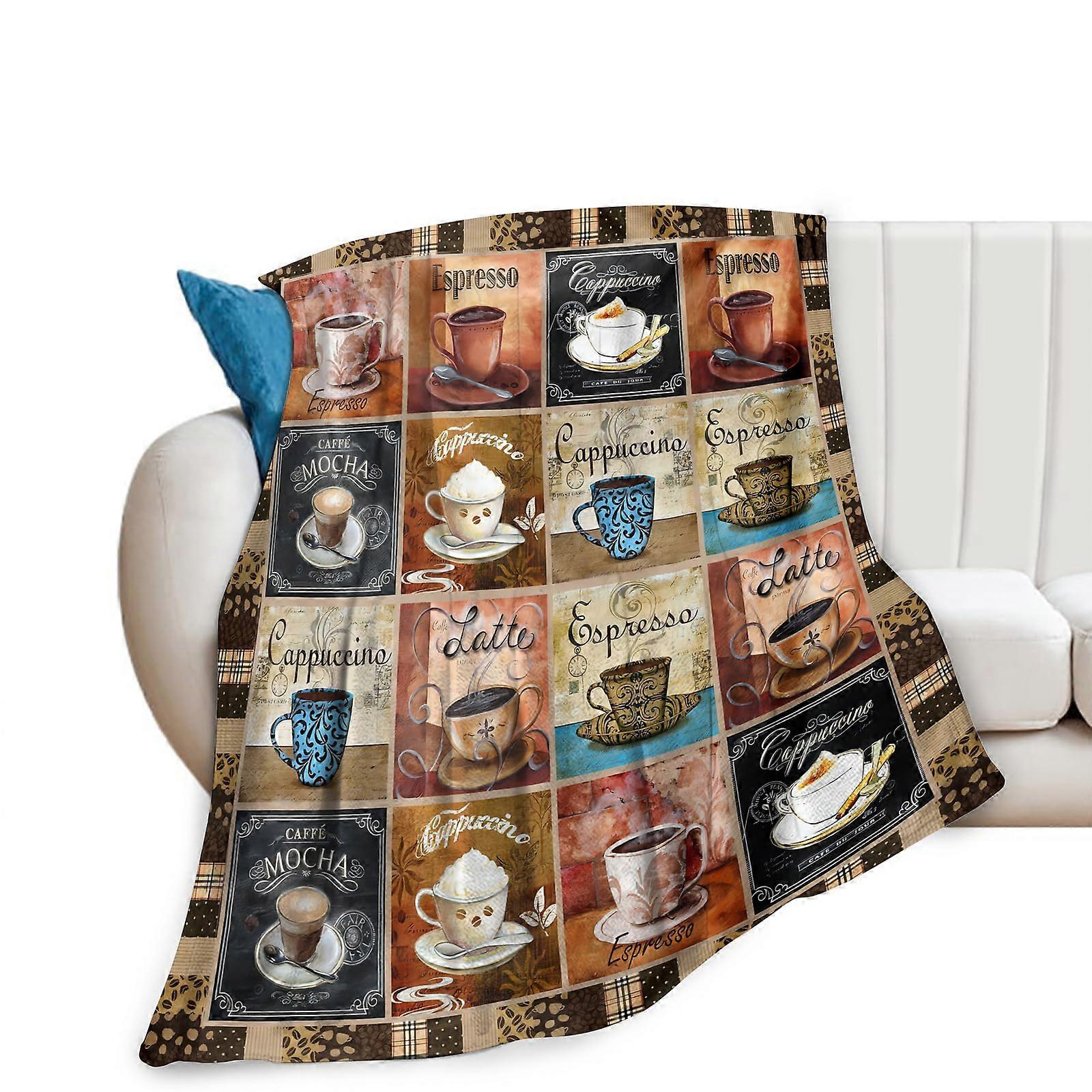 Fleece Throw Blanket Soft Cozy Coffee Lovers Gift for Couch and Bed 40'x50'