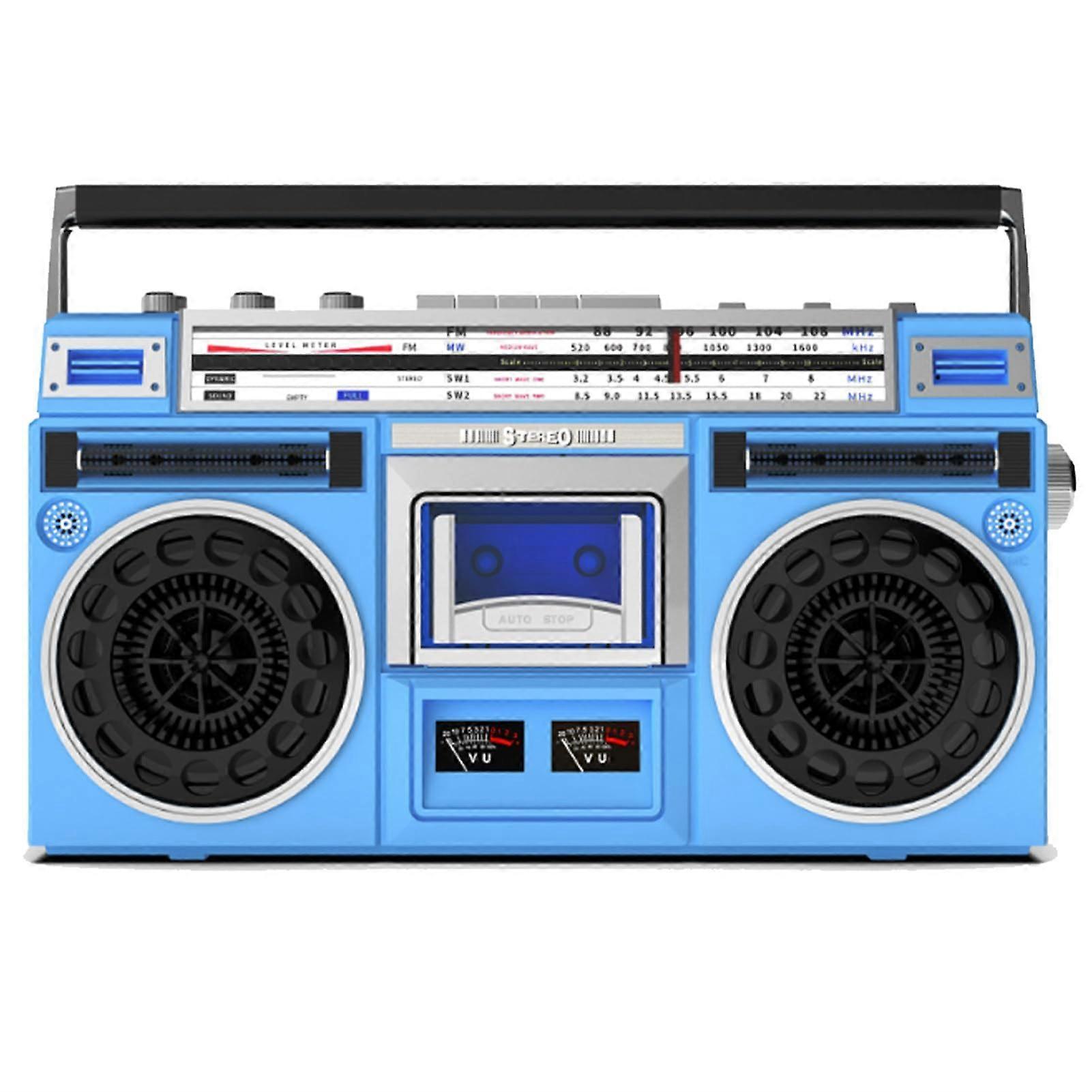 Cassette Player Boombox Portable Tape Player With SD USB TF AM FM Stereo Radio Mutual Transcription Function Blue
