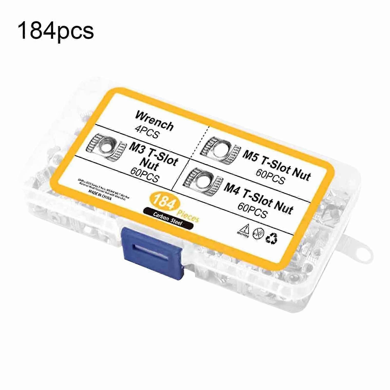 184pcs M3/4/5 Nut Block T Shape Multiple Models Assortment Kit Sturdy T Slot Nuts Set For Home