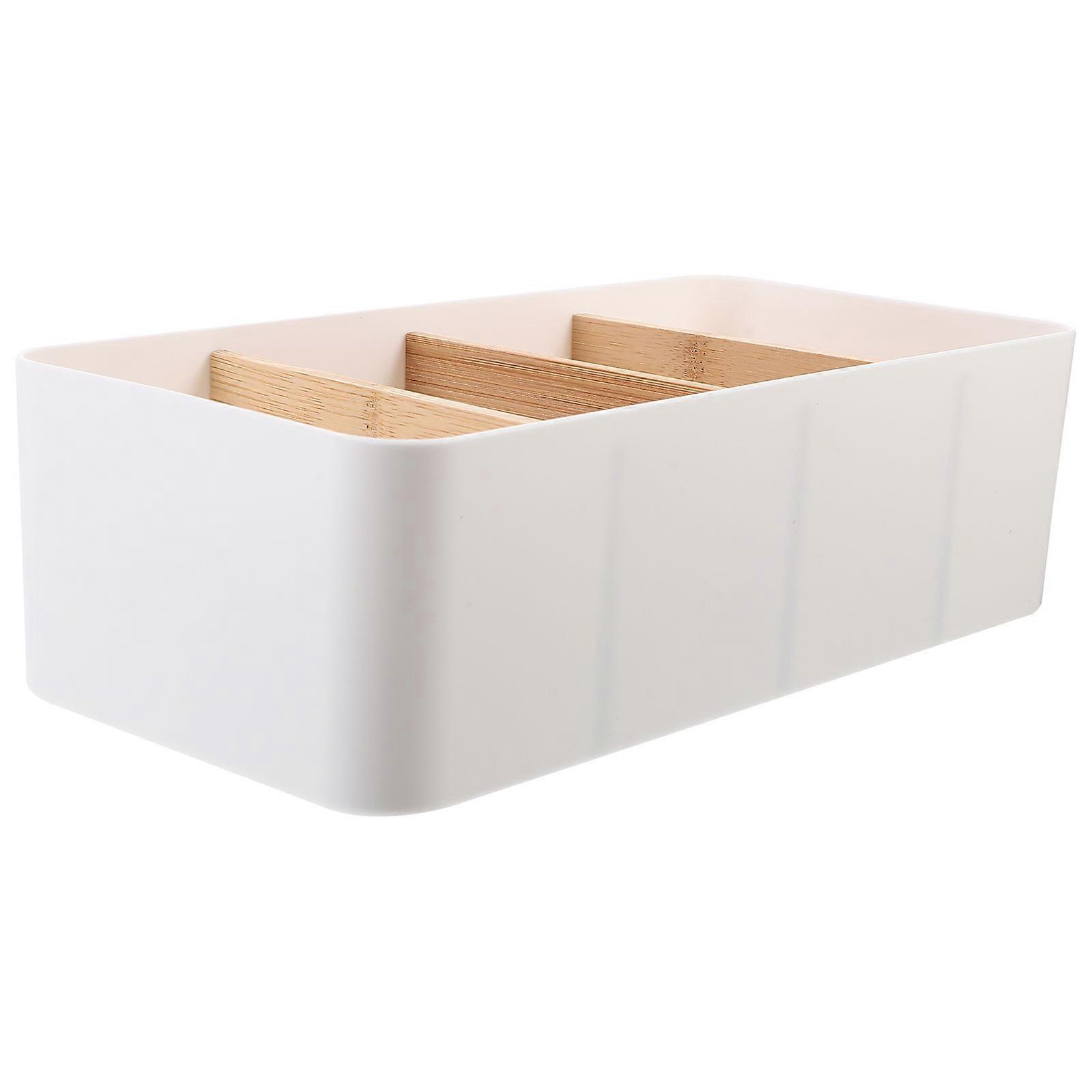 Storage Organizer Box Detachable Grid Storage Box Home Supply White Rectangular Space Saving 1Pcs