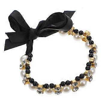 Perlenkette für Hunde und Katzen, Schmuck mit Strasssteinen, Katzenhalsband mit Schleife, Fliege für kleine Hunde, Welpen, Hochzeit, Geburtstagsparty