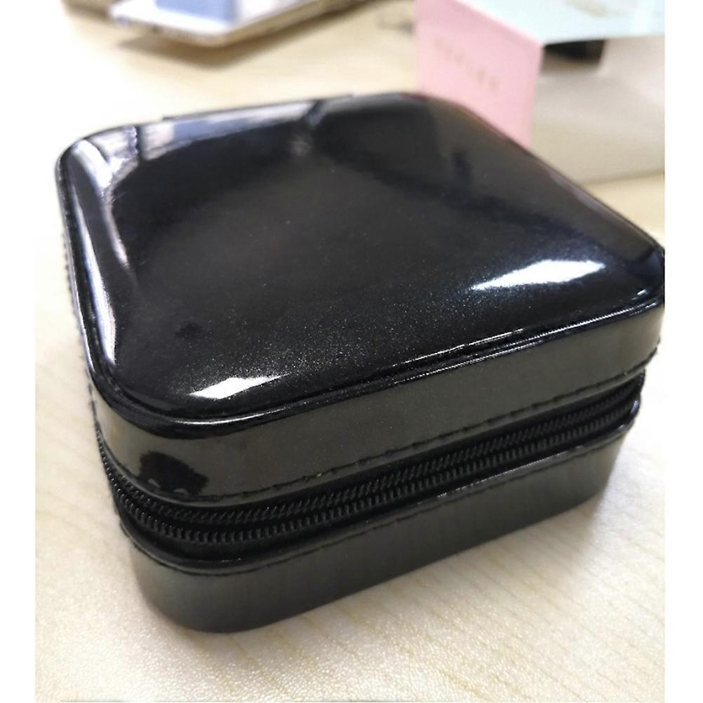 Black Jewelry Storage Box for Earring Use Portable Organizer Solid Color