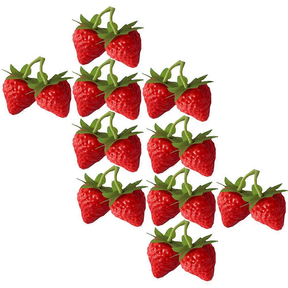 Artificial Strawberries Plastic Models for Decor 50Pcs Realistic Red Fruit Ornaments
