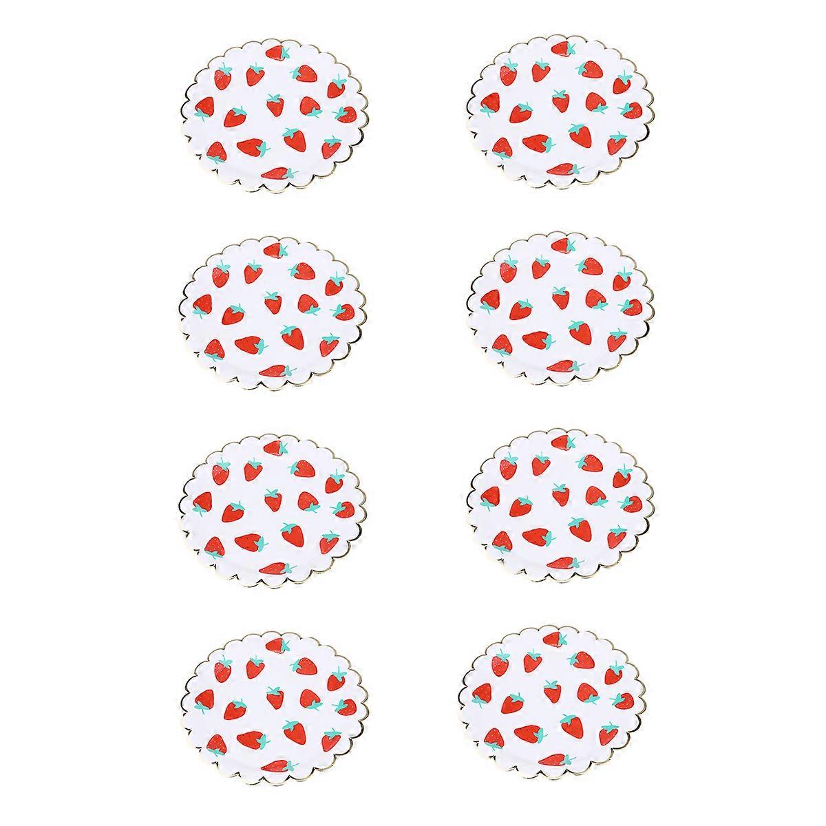 Paper Plate Round Party Tableware for Party Use 8Pcs Creative Strawberry Pattern