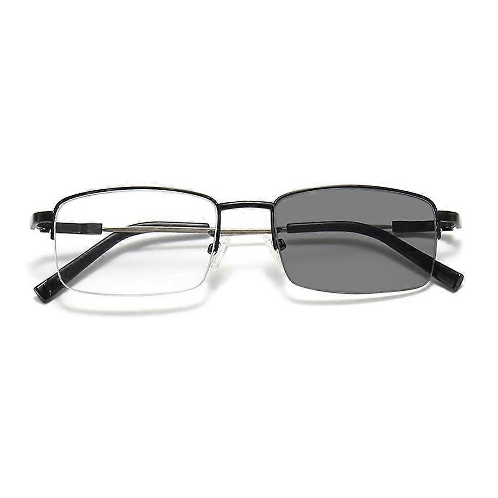 Progressive Multifocus Reading Glasses +3.00 Photochromic Blue Light Blocking Unisex Black Frame
