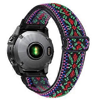 Garmin Fenix ​​7/7 Pro -kellonauhalle, kuviollinen nailoninen joustava ranneke mustalla liittimellä