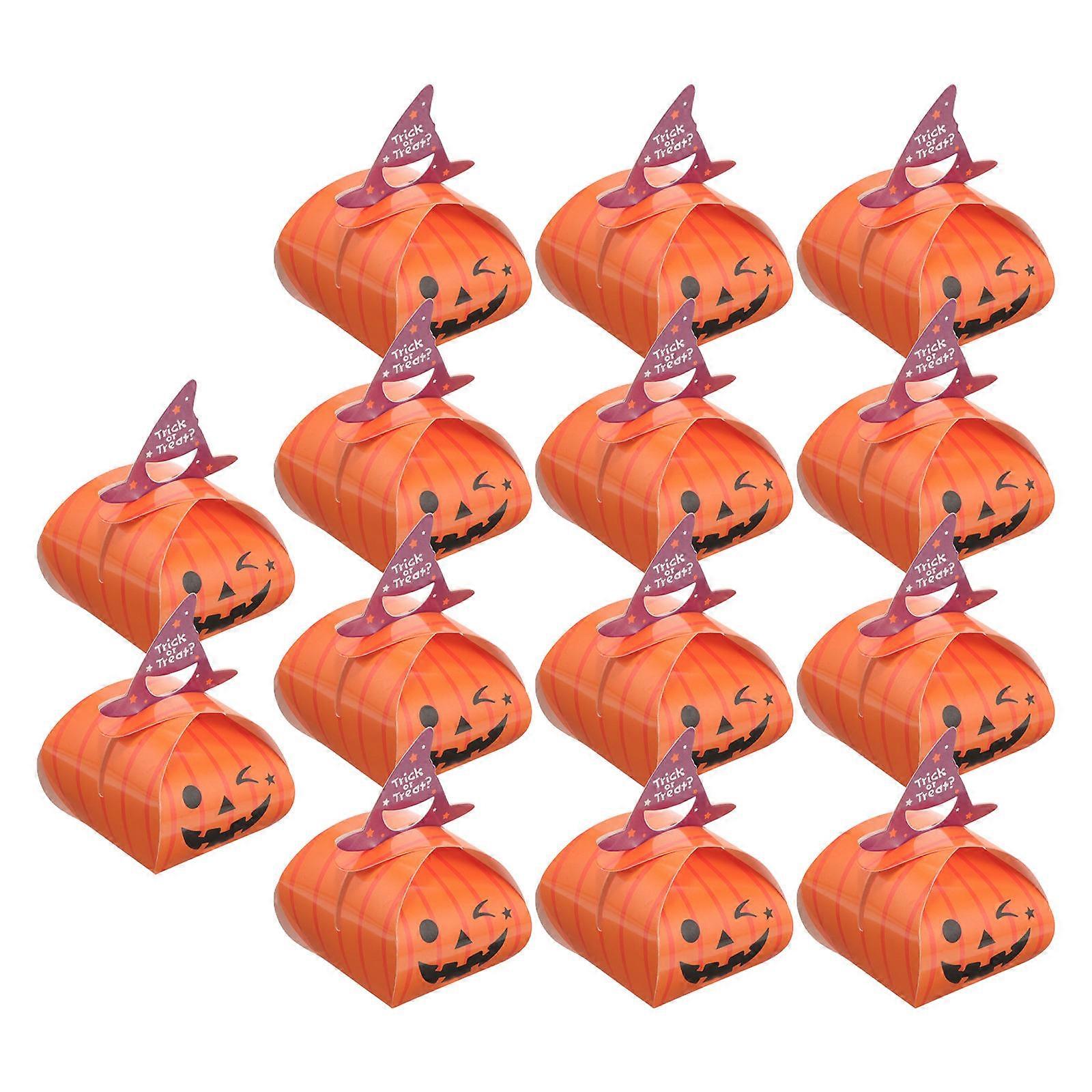 Halloween Candy Boxes Square Paper Boxes for Storage Use 25Pcs Orange Foldable