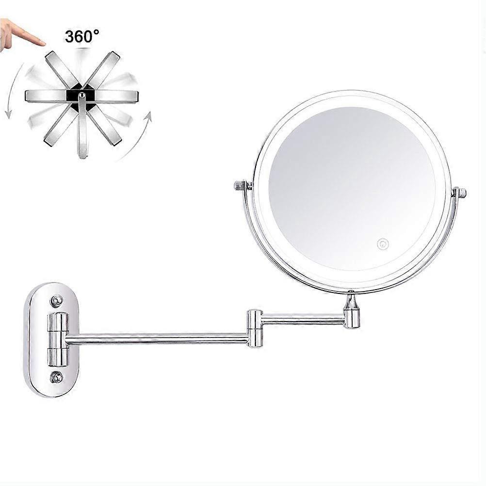 Lighted Vanity Mirror 10x Magnification, Wall Mounted Swivel Makeup Mirror with Extendable Arm
