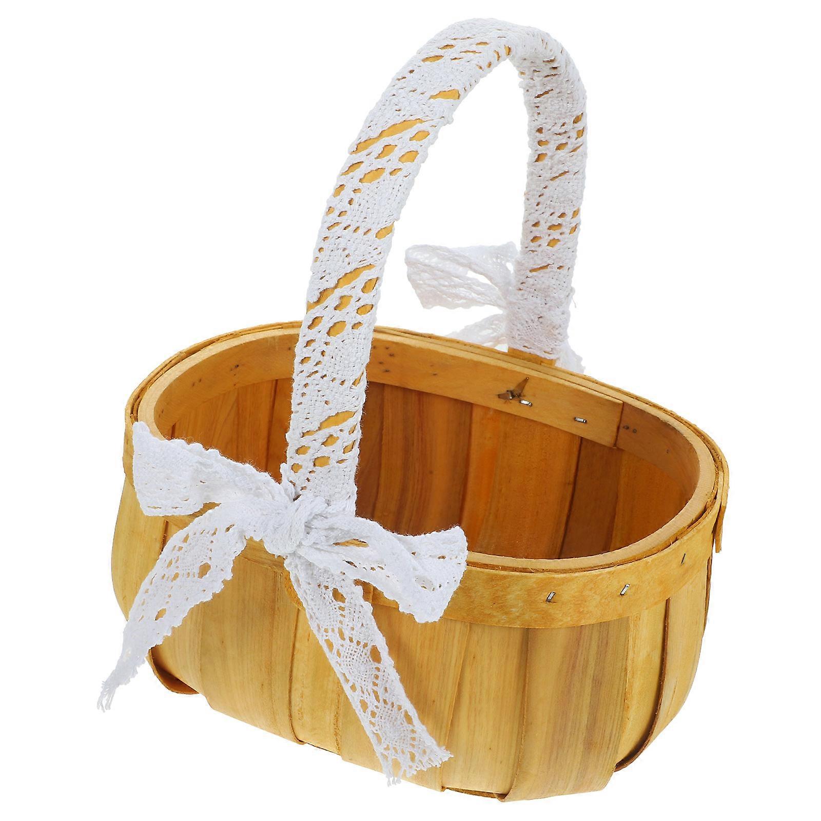 Woven Storage Basket Portable Basket for Storage with Handle 1Pcs